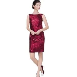 NWT White House Black Market Red Sequin Shift Dress Size 8
